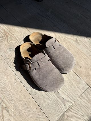 Birkenstock Boston Clogs Beige Pelle Scamosciata