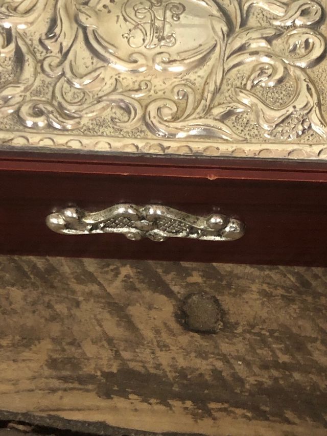 Cajita madera y plata iniciales AS