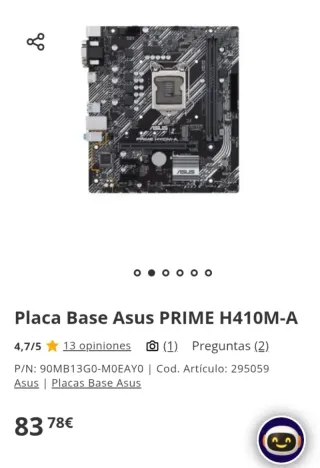 Placa Base Asus Prime H410M-A microATX LGA1200