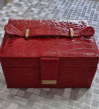 Portagioie rosso effetto coccodrillo