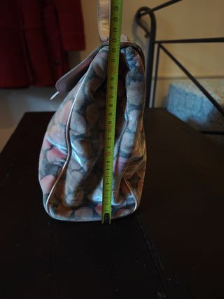 Borsetta vellutino pois rosa e grigio