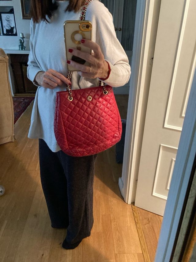 Bolso piel acolchado rojo