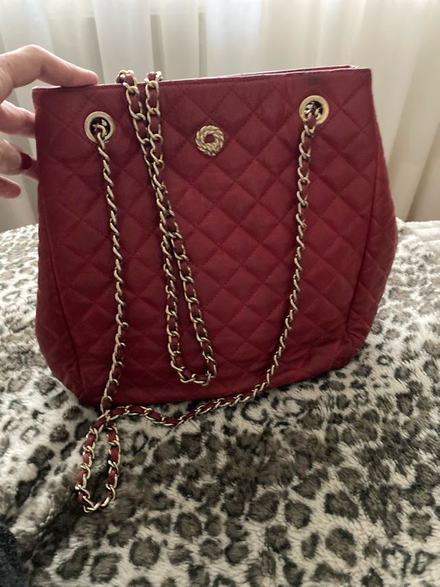 Bolso piel acolchado rojo