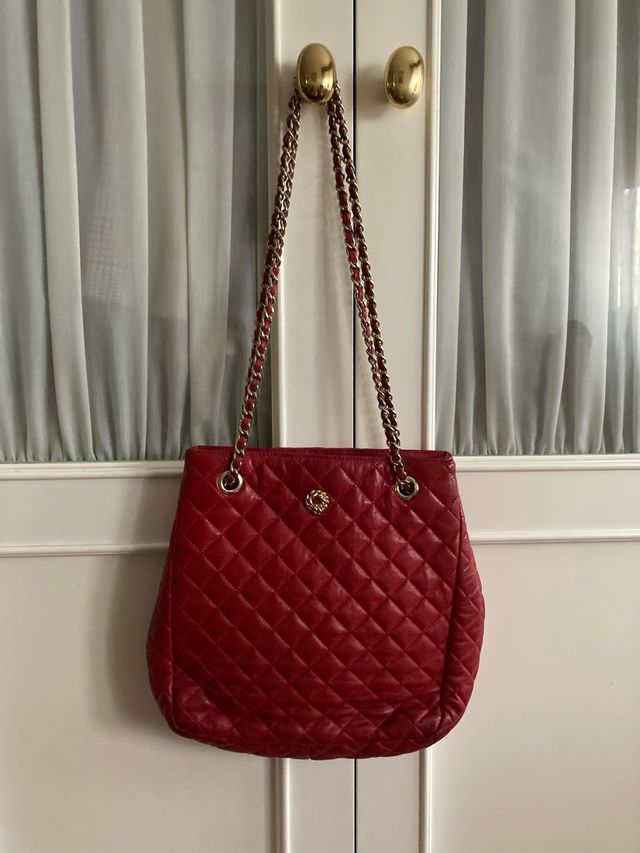 Bolso piel acolchado rojo