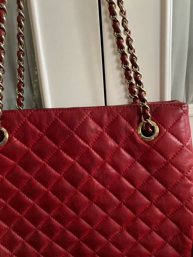 Bolso piel acolchado rojo