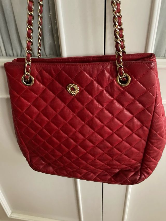 Bolso piel acolchado rojo