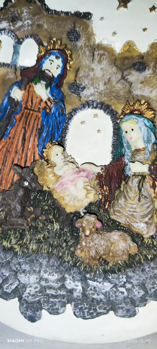 Plato de cerámica Nacimiento con soporte