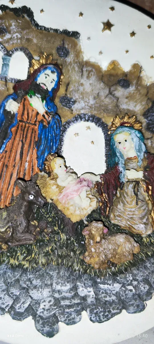 Plato de cerámica Nacimiento con soporte