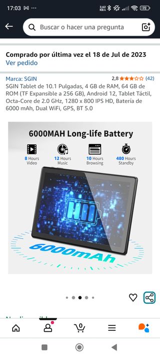 Tablet SGIN 10.1 4 GB RAM 64 GB Android 12