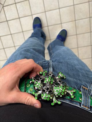 Y2K BB Simon Skeleton Diamond Belt Streetwear