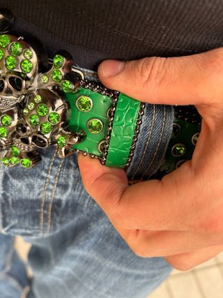 Y2K BB Simon Skeleton Diamond Belt Streetwear