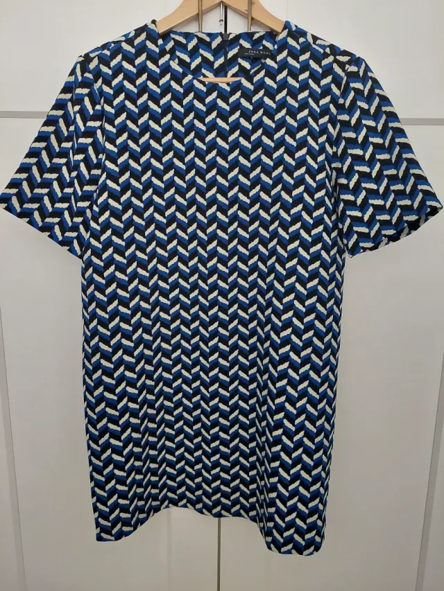 Vestido Zara Geométrico Azul 