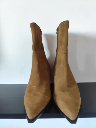 Botines Zara Ante Tacon Bloque Camel