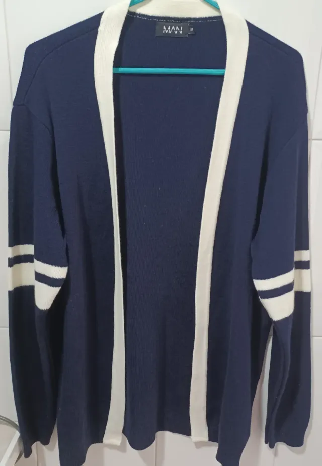 Cárdigan MAN azul y blanco talla M