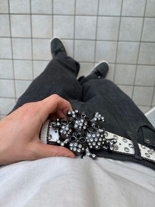 Y2K BB Simon Skeleton Diamond Belt Streetwear