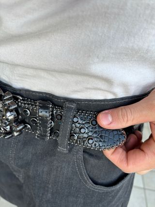 Y2K BB Simon Skeleton Diamond Belt Streetwear