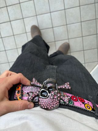 Y2K BB Simon Skeleton Diamond Belt Streetwear