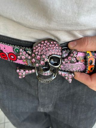 Y2K BB Simon Skeleton Diamond Belt Streetwear