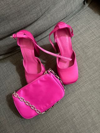 Tacones y Bolso Mango Rosa