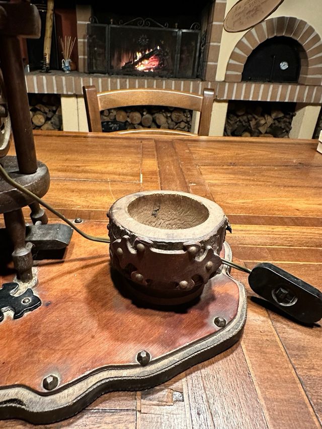 Lampada Steampunk Pelle Metallo Legno