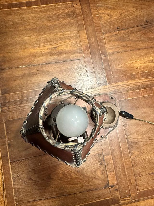 Lampada Steampunk Pelle Metallo Legno