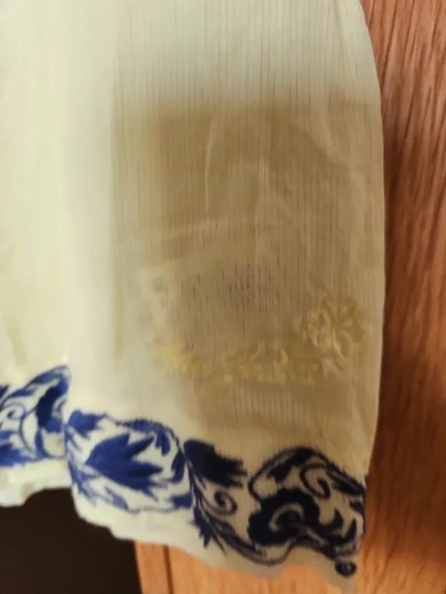 Vestido fino de verano, bordados marino de flores