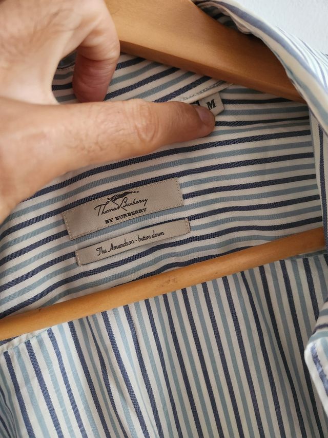 Camisa Thomas Burberry Rayas Azul Talla M