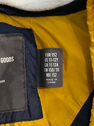 Piumino senza maniche H M giallo ocra. 11-12 anni