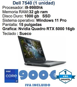 Dell Precision 7540 i9-9980hk 32GB RAM RTX 5000