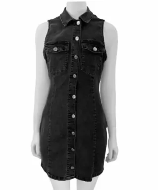 Vestido Mini Denim Elástico Zara