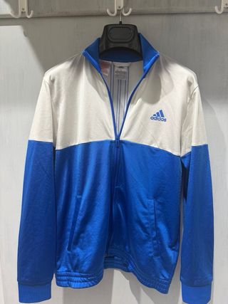 Felpa Adidas zip blu e bianca