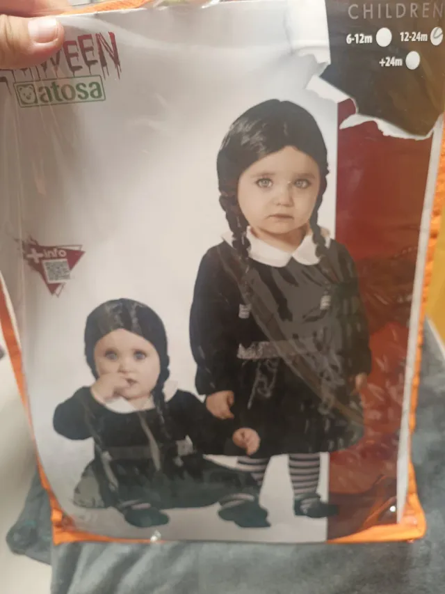 Disfraz Bebé Niña Halloween Miércoles Adams