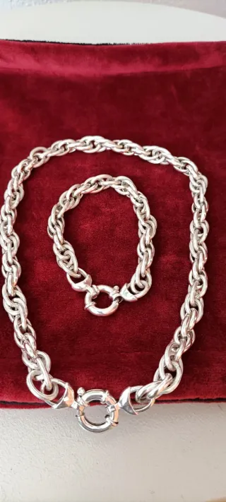 Conjunto Pulsera y Cordón Plata Vintage