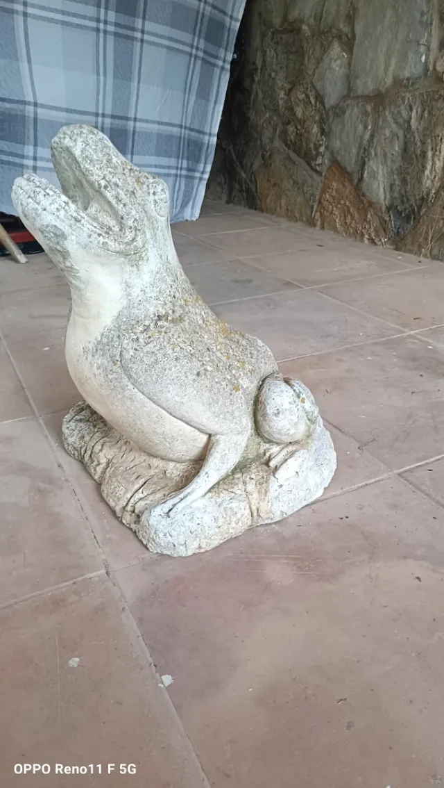 Rana de hormigón artesanal