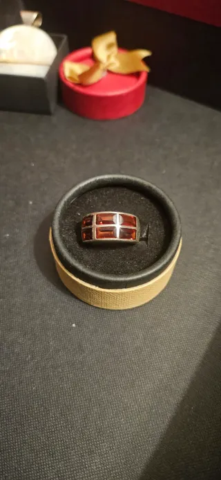 Anillo Plata Vintage 8 Granates