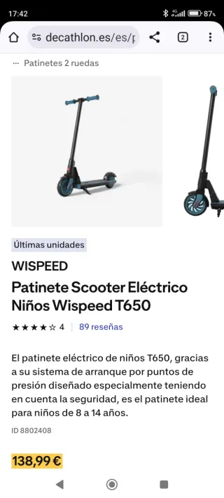 Patinete WISPEED T650 Kids