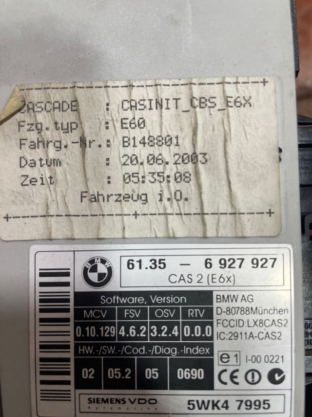 CAS 2 BMW E6X 61.35-6 927 927