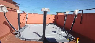 Carpa de camping con cerramiento y cortinas