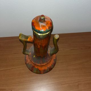 Vaso Ceramica Smaltato Arancio e Verde