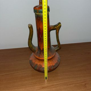 Vaso Ceramica Smaltato Arancio e Verde