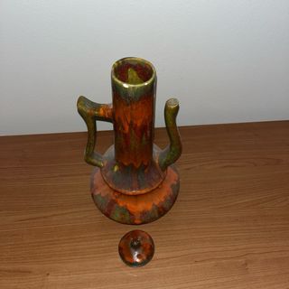 Vaso Ceramica Smaltato Arancio e Verde