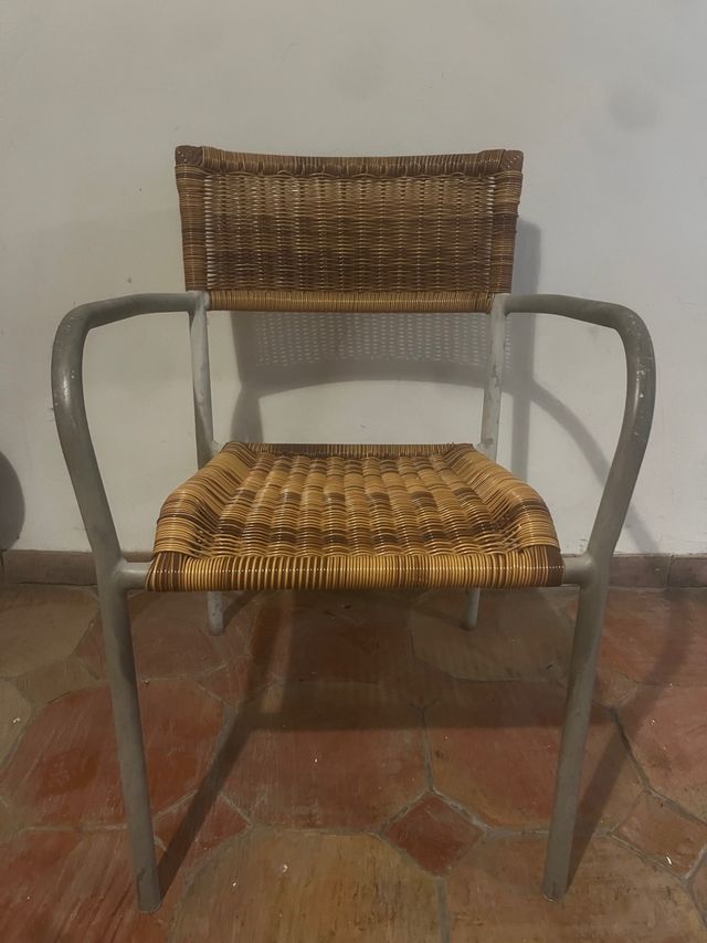 Conjunto de 10 Sillas Mimbre Sintético y Aluminio