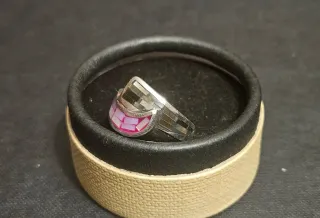 Anillo Plata Vintage Nacar Blanco y Rosa