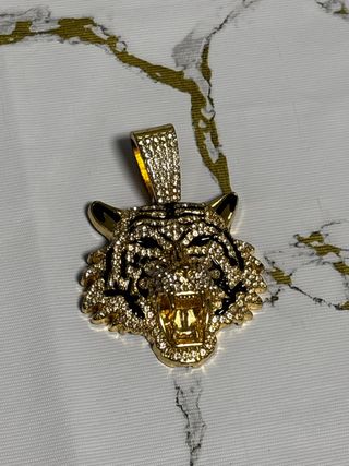 Colgante Tigre Diamantado Dorado y Negro