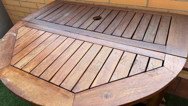 Mesa y 4 Sillas Terraza Plegables Madera