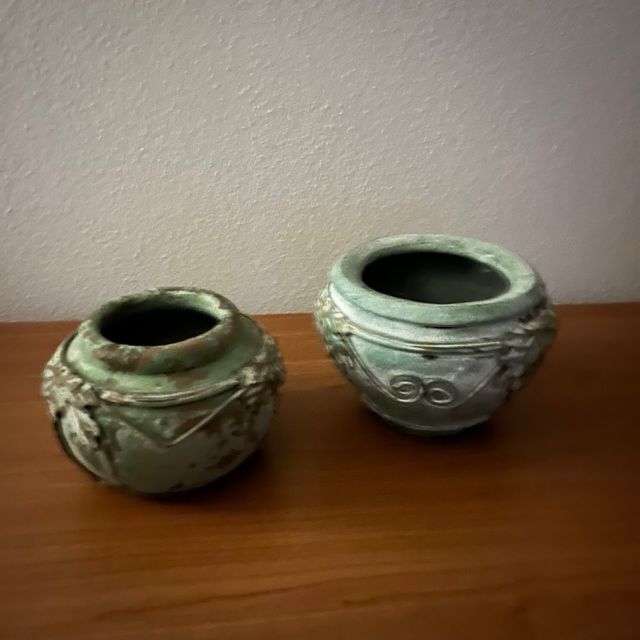 Coppia Vasi Terracotta Decorati