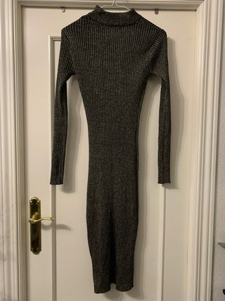 Vestido fiesta brillo negro/dorado Talla: S