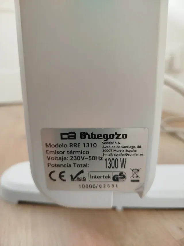 Emisor Térmico Bajo Consumo 1300W