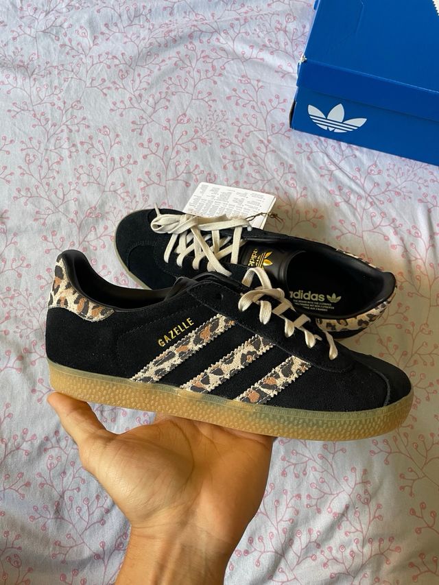 Adidas Gazelle Black Leopard Beige Negro