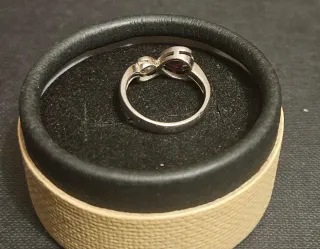 Anillo Plata Corazones Rojo y Blanco